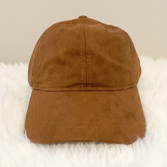 $59.50 J Crew Faux Suede Adjustable Light Cognac Brown Baseball Cap Hat NEW NWT - Picture 2 of 9